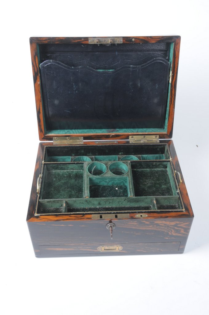 A Victorian Coromandel stationary box Of typical rectangular form,