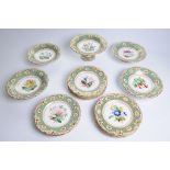 A 19th Century English porcelain dessert service Comprising a high comport rising from a swept