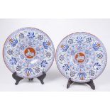 A pair of Italian Pottery Faenza wall plates The 'name' plates,