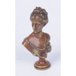 A small bronze bust of Diana the Huntress, after Ferdinand Barbedienne,