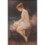 A beautiful KPM Berlin porcelain plaque painted with a water fairy,
