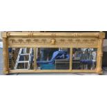 A Regency style giltwood overmantle mirror The three panel mirror,