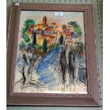 Marie Tissot - 'Mougin Village', pastel, signed, bears certificate of authenticity verso, framed.