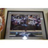 OF MOTOR RACING INTEREST - DAMON HILL, an autographed photographic montage, framed.