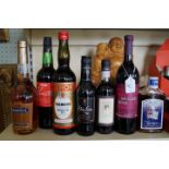 WINES & SPIRITS - Seven bottles including a Martell fine cognac, sticky pudding wine,