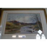 W Morton (1882), 'Country River landscape', watercolour, signed and dated,