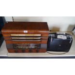 A Pye vintage radio with chromed metal mounts, together with a Regentone walnut cased vintage radio.