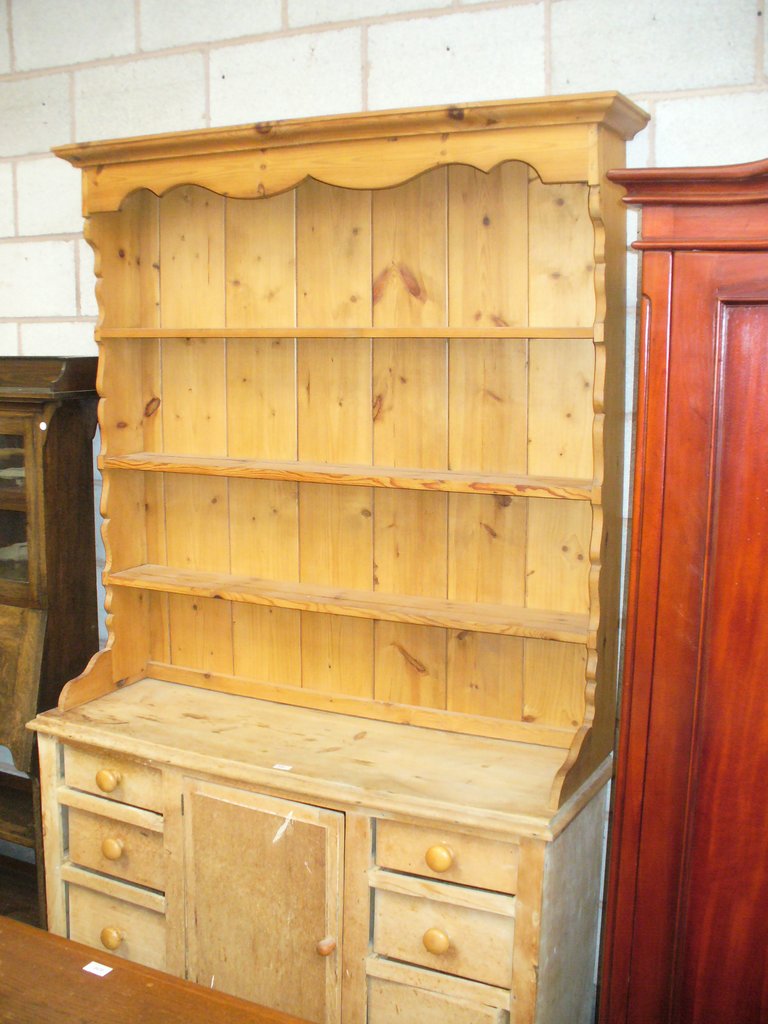 A pine high back kitchen dresser,