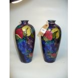A Pair of Hancock & Sons Rubens ware pomegranate tapering vases.