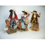 3 Royal Doulton figurines Captain Hook , Long John Silver and 1 other.