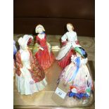 Four Royal Doulton figurines " Sabbath Morn " Hn 1982 ( a/f ), " The Ermine coat" Hn1951,