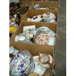 Five boxes of assorted china and glass ware, decorative tea wares,