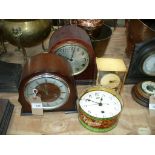 A Mahogany cased Napoleon hat clock , a second mantel clock, torsion clock and clock movement.