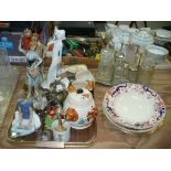 A Pair of continental ceramic figures, a Lladro model of a ballerina, Royal Doulton figurine,