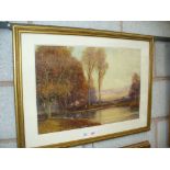 John Fullwood RBA (British, 1883-1954) - 'Autumn Evening by the River' Watercolour, signed,