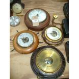 Four assorted wall barometers .