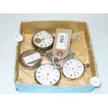 A collection of silver pocket watches some af to include both manual wind and key wind watches,