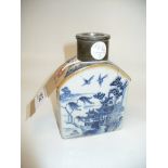 An 18th century Chinese blue and white tea caddy.