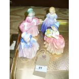 Four Royal Doulton figurines " Dinky Do " Hn 1678, " Cissie" Hn 1809 ( a/f ),