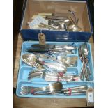 A quantity of various German silver plated cutlery comprising eight dessert spoons,