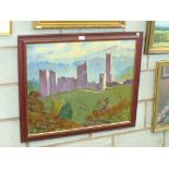 C Holmes, Ludlow Castle, oil on canvas.