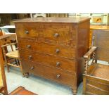 A 19th Century mahogany chest of drawers with four long cock beaded drawers.