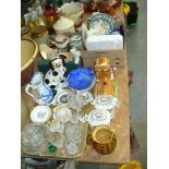 A Qty of decorative ceramics including cut glass ware, Masons tea caddys, cottage ware items,