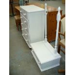 A Painted pine chest , two over four drawers and a painted pine cheval mirror base.
