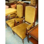 A Pair of Victorian drawing room chairs.