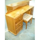 A Modern pine twin pedestal dressing table and stool.