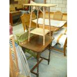 A Bamboo occasional table and an oak barley twist occasional table.