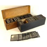 Two boxes of vintage glass slides Various scenes and subjects to include Dunham Park,