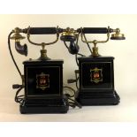 A pair of early 20th century continental Jydsk cradle telephones Height 33cm