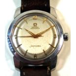 A gentleman's Omega automatic Seamaster wristwatch With silver-plated outer case and original brown