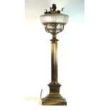 A good quality 19th century brass paraffin lamp With cut glass reservoir,
