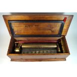 A late 19th century Swiss cylinder musical box Of typical form,