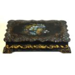 A Victorian lacquered sewing box Of rectangular form,