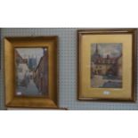 Ernest Ellis Clark (Derby, 1870-1932), two watercolours depicting Victorian street scenes.