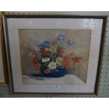 An indistinctly signed watercolour, depicting still life, possibly Jean Hieon.