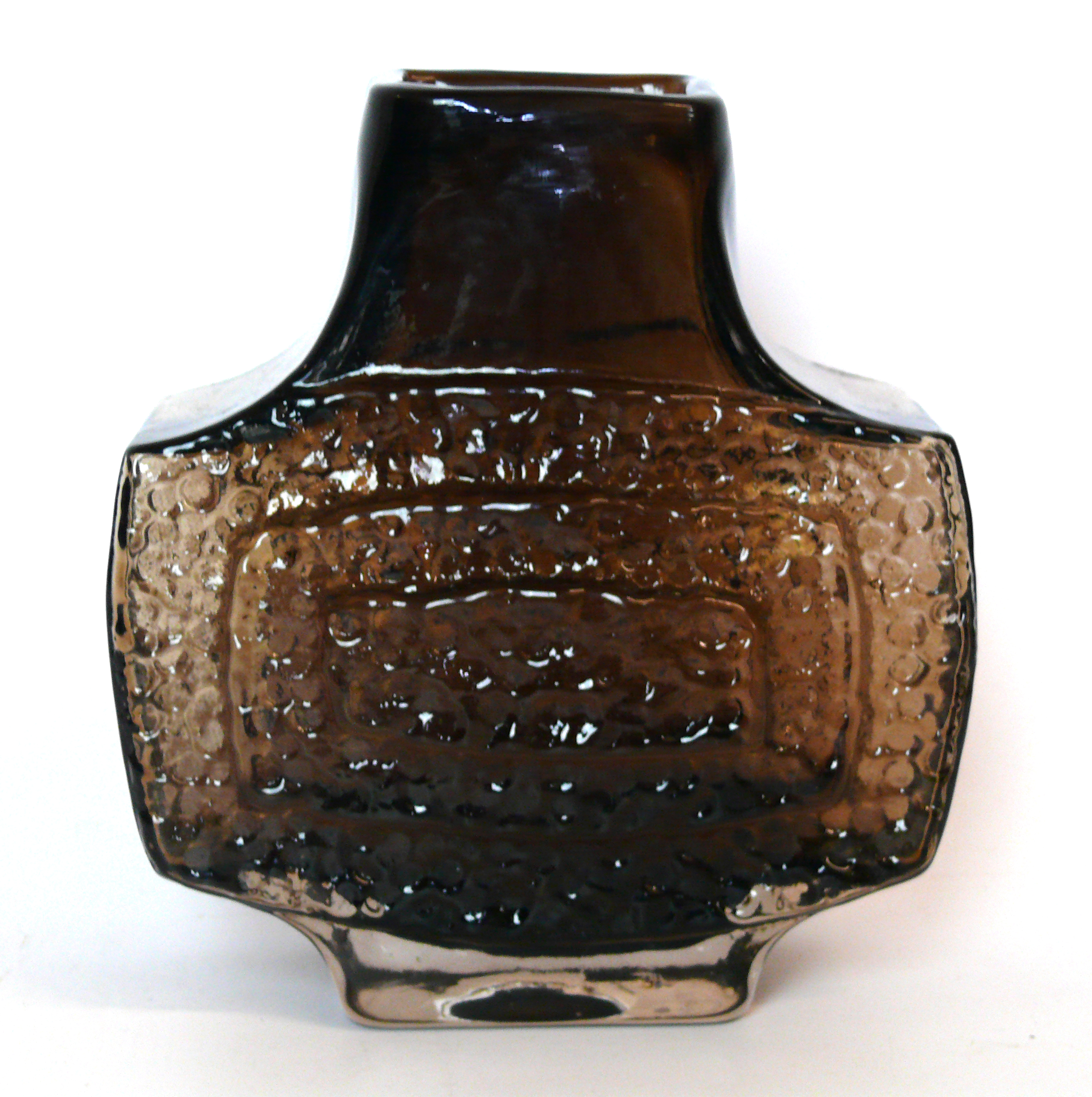 A Whitefriars Glass 'TV' vase Designed by Geoffrey Baxter, decorated in the Cinnamon colourway,