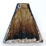 A Whitefriars glass bark effect 'Pyramid' vase Designed by Geoffrey Baxter,