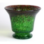 A Monart Glass vase of tapering form Having internal mottled decoration of brown and green colours,