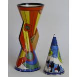 Two pieces of Wedgwood pottery after Clarice Cliff To include a Yo Yo vase decorated in 'Sliced