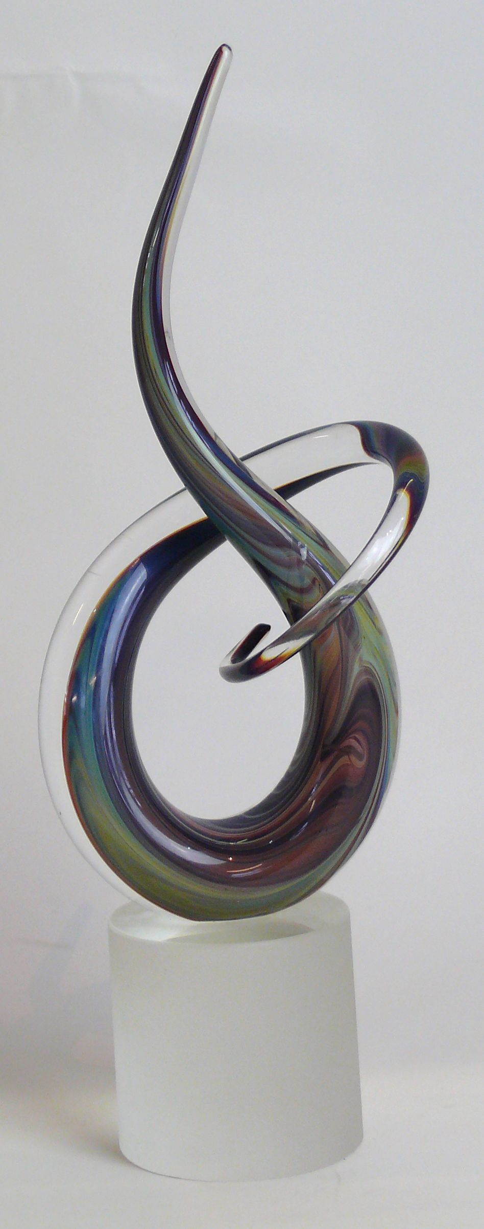 A contemporary Murano glass Knot sculpture Modelled in the form of a multi-coloured stem on a