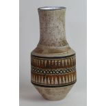 A Troika St Ives pottery 'Urn' vase Having painted shark tooth decoration on a manganese ground,