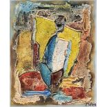 Tadeusz Was (Polish, 1912-2005) - 'Abstract Figure' Mixed media on card, signed, approx.