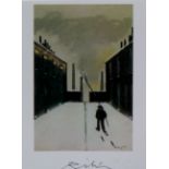 Harold Riley (British, b.1934)- 'The Door Knocker' Signed print, approx 14x9cm, framed.