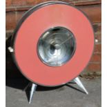 A post war chrome framed electric flying saucer fire Having grill edge, with pink face,