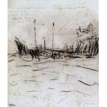 Attributed to Laurence Stephen Lowry RA (British, 1887-1976) - 'Sunderland Trawler' Pencil sketch,