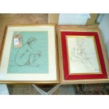 Dennis Gilbert , sketch of a female nude and T Grimshaw , female nude.